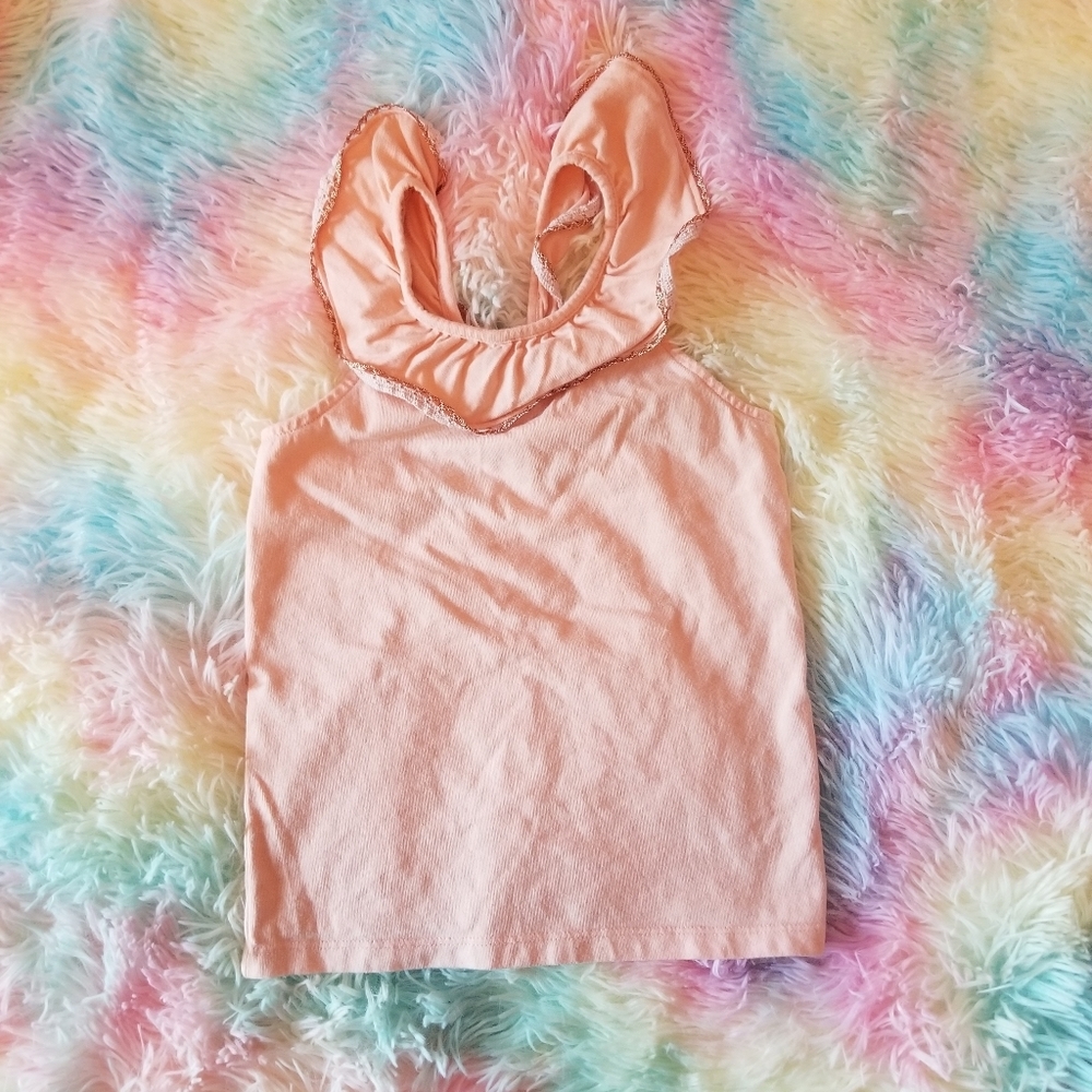 Janie and jack peach tank top with bow on back size 6 (D17)